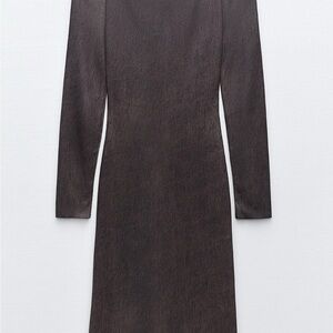 Zara off shoulder fitted knit Elegant Long Sleeve Dress